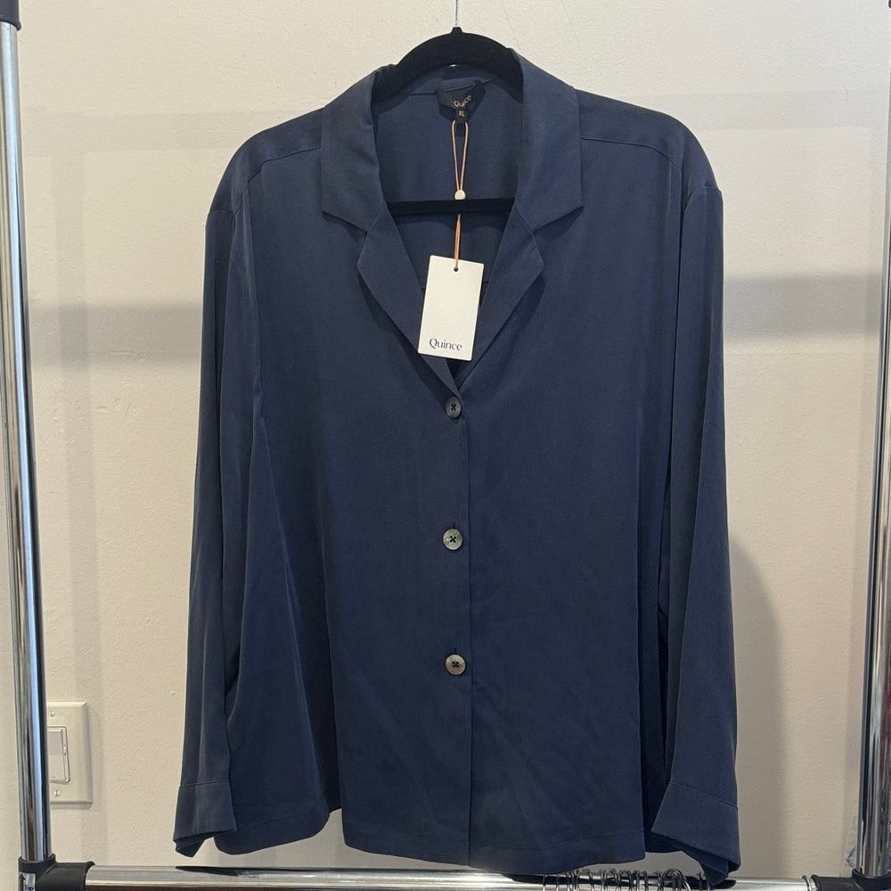 Quince Navy Long-Sleeve Button-Up Shirt